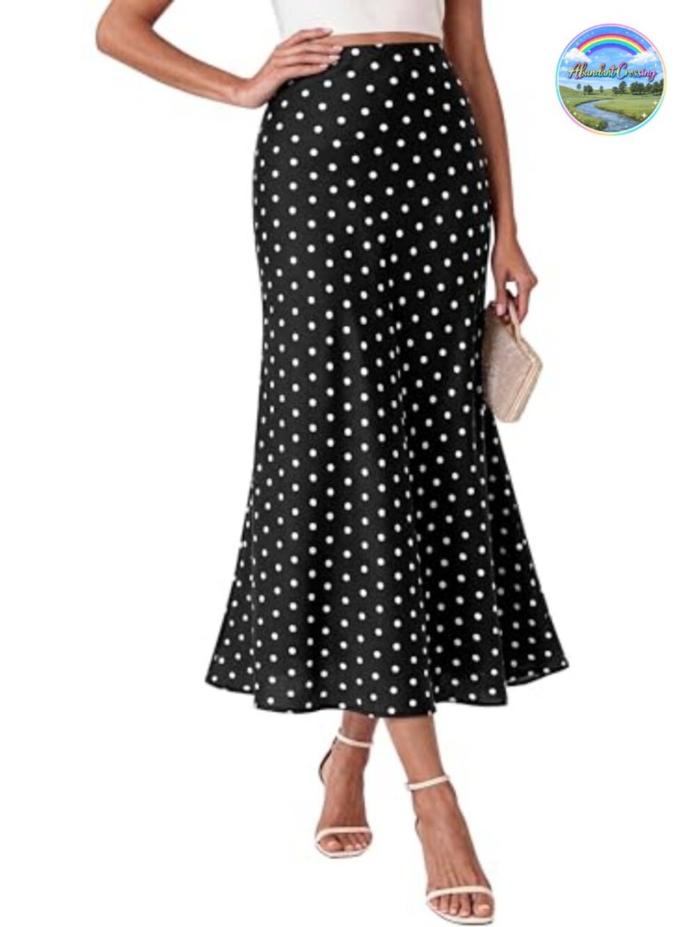 Satin Silk-Like Midi Skirt High Waisted A-Line Night Out
